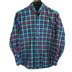 Vineyard Vines Size Large Slim Fit Tucker green, blue, red and white plaid shirt